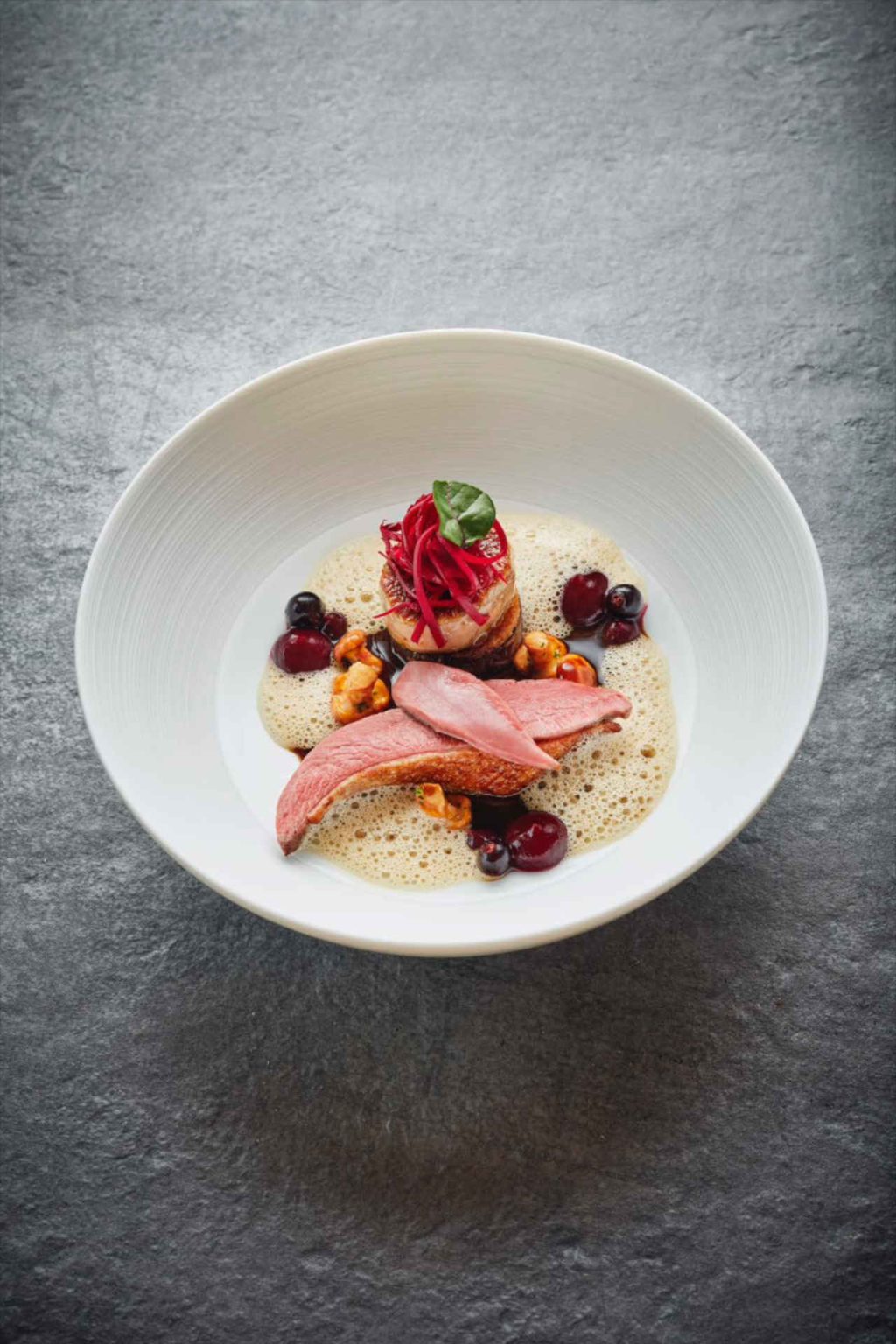 By Stefan Heilemann: Miéral pigeon, beet, cassis and duck liver © Helge Kirchberger Photography