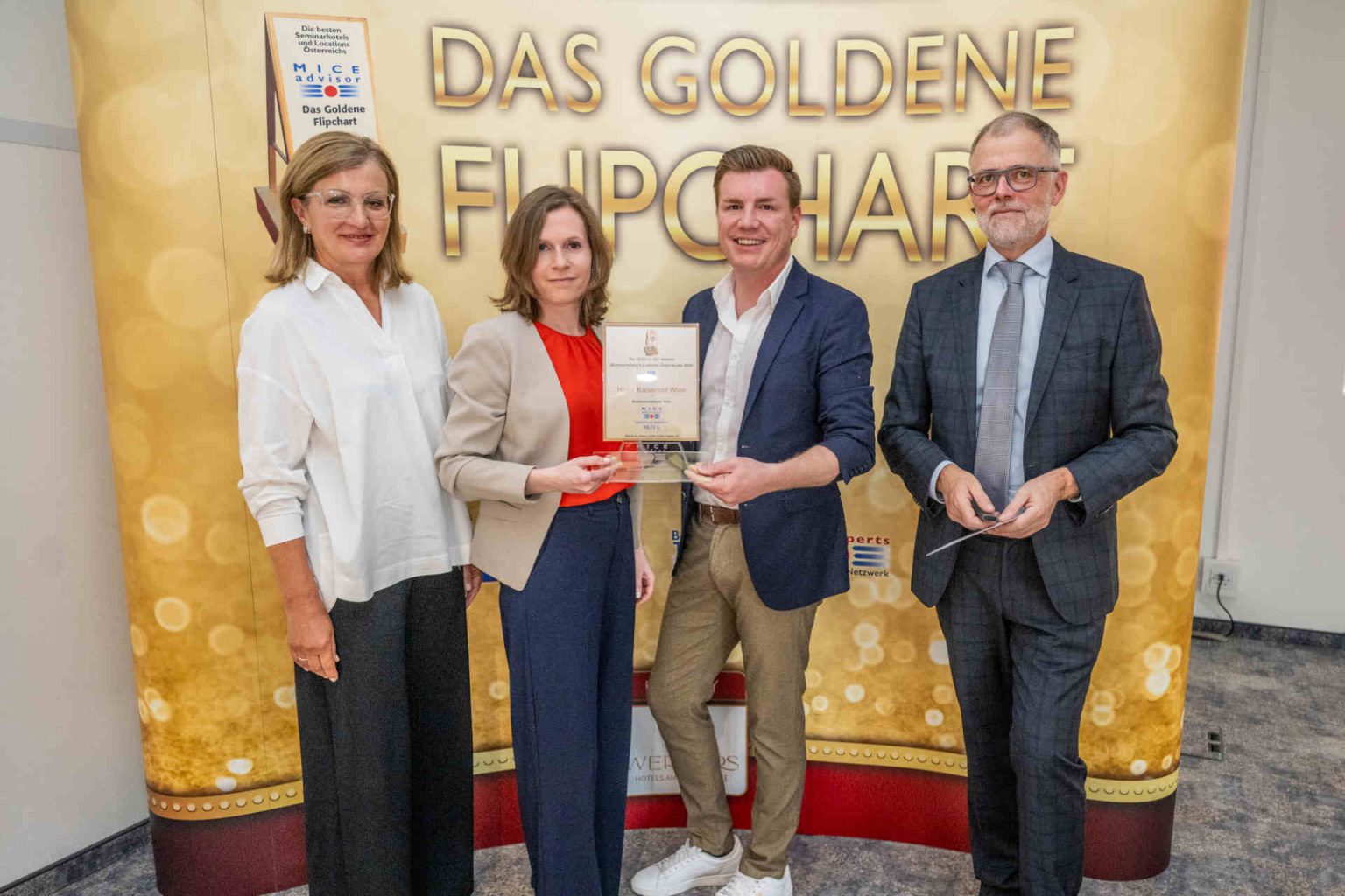 Pictured from left to right: Elfi Schenkel (Tagen in Österreich), Michaela Praschl, Gilbert Kratschmann (Kaiserhof Wien) and Thomas Wolfsegger (Tagen in Österreich), photo provided