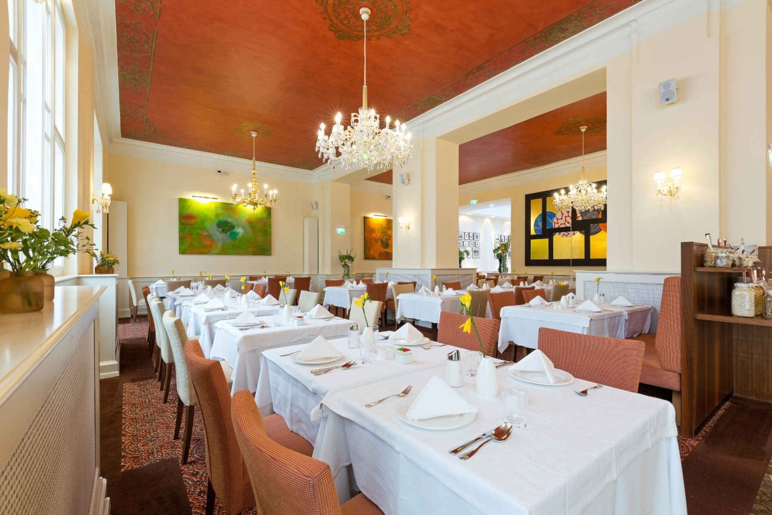 Elegantly laid breakfast tables in the Salon Imperial, photo provided