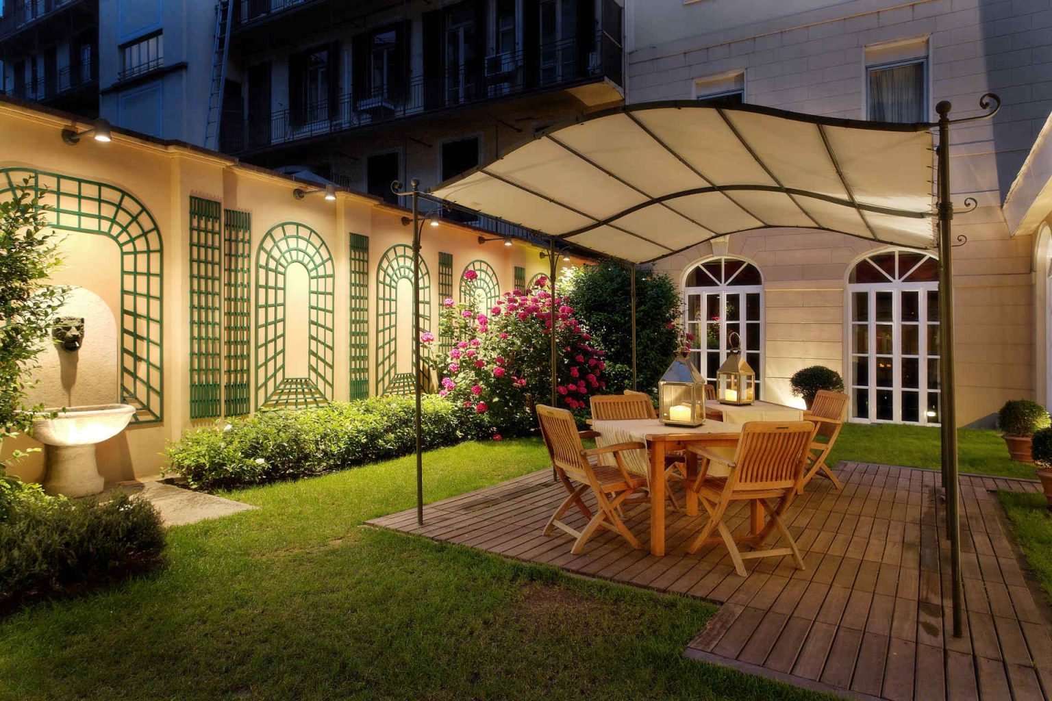 The courtyard at night, photo provided