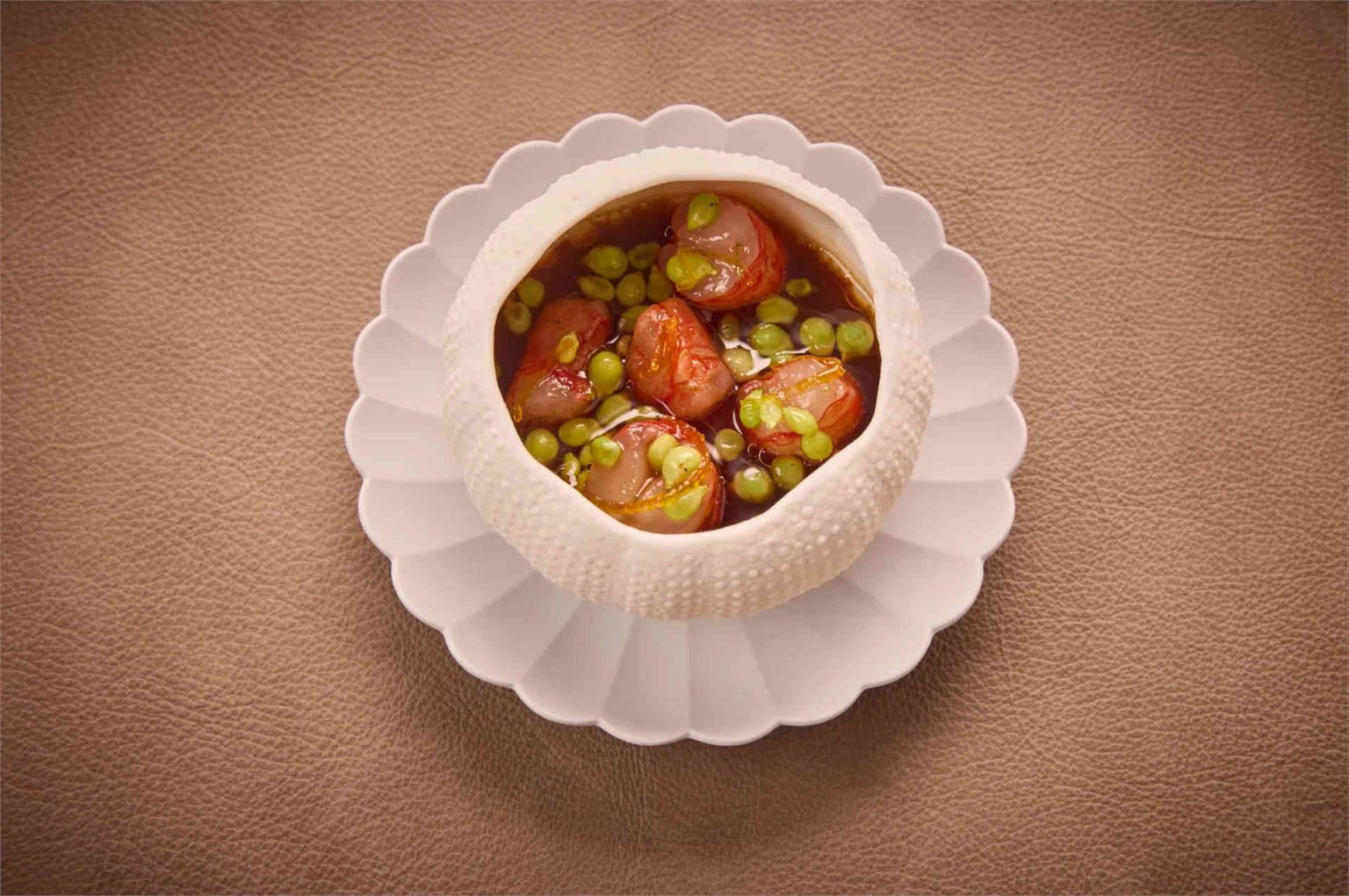 Chawanmush, red shrimp, and crab broth © Helge Kirchberger Photography
