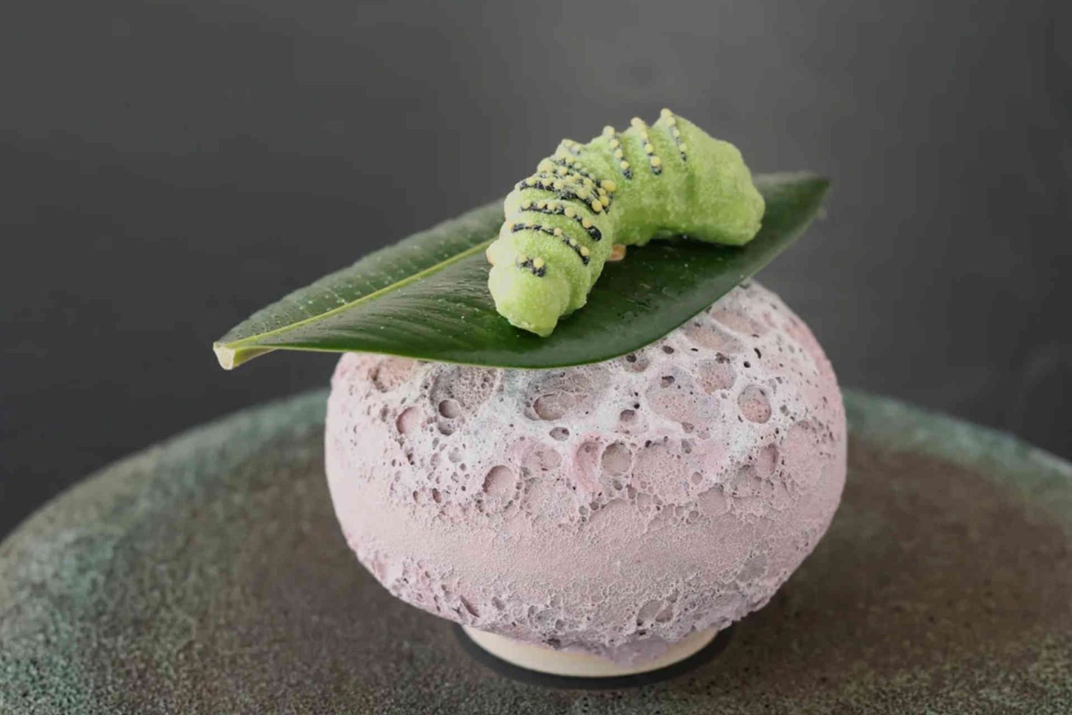 ‘Caterpillar’: chervil sorbet – biscuit – Nobilis fir © Helge Kirchberger Photography